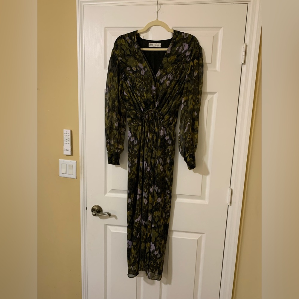 ZARA Sheer Floral Midi Dress, XL Romantic Cottagecore Dark Academia Soft Grunge - Picture 2 of 7
